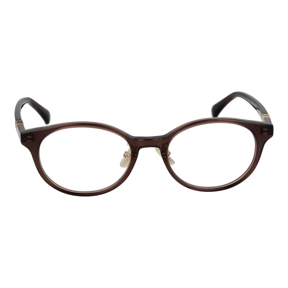 Max Mara Brown Women Glasses Frame with full-rim acetate design, demo lenses, size 49-18-145, oval style, branded case included.
