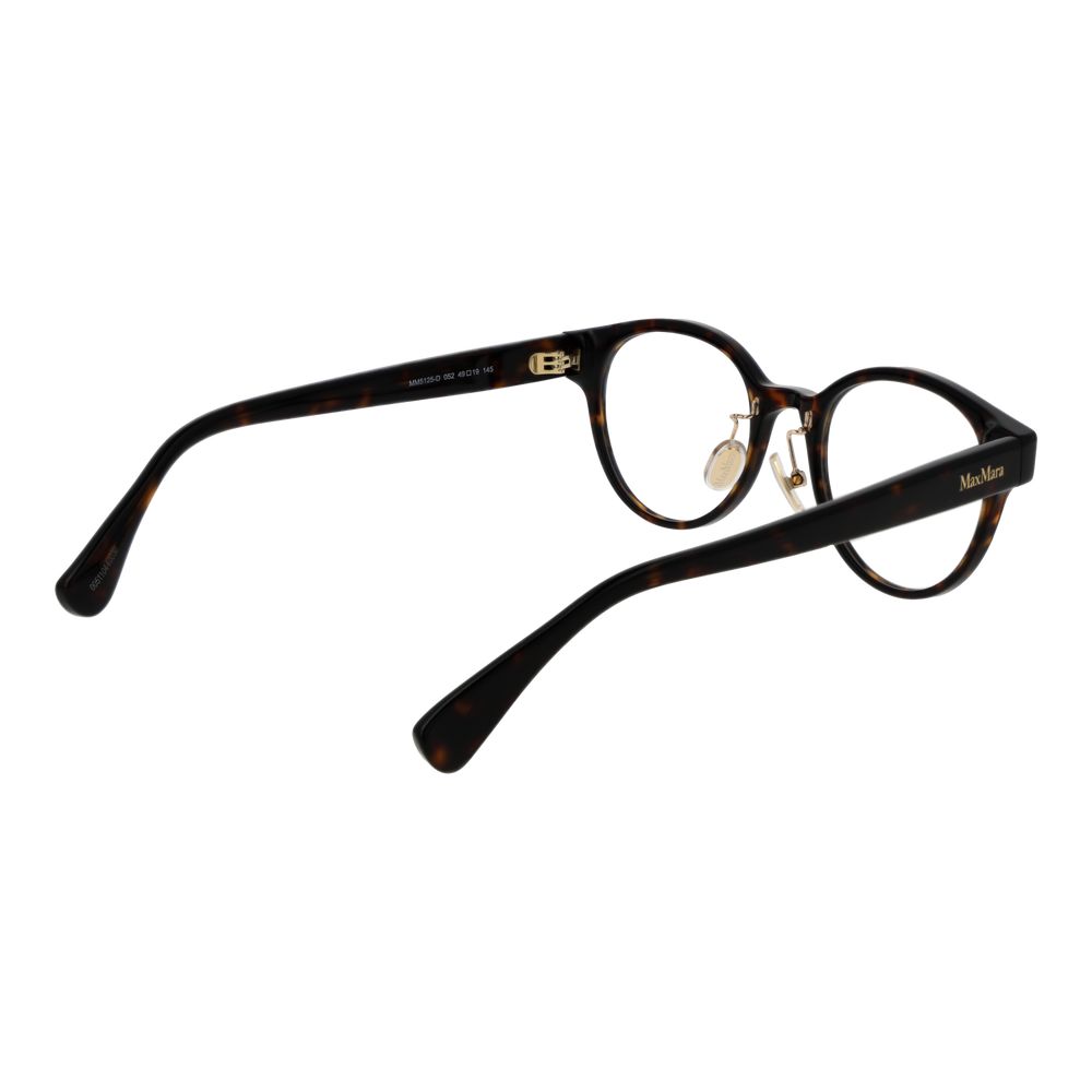 Max Mara Brown Women Glasses Frame with acetate full-rim, round style design and plastic demo lenses, size 49-19-145.