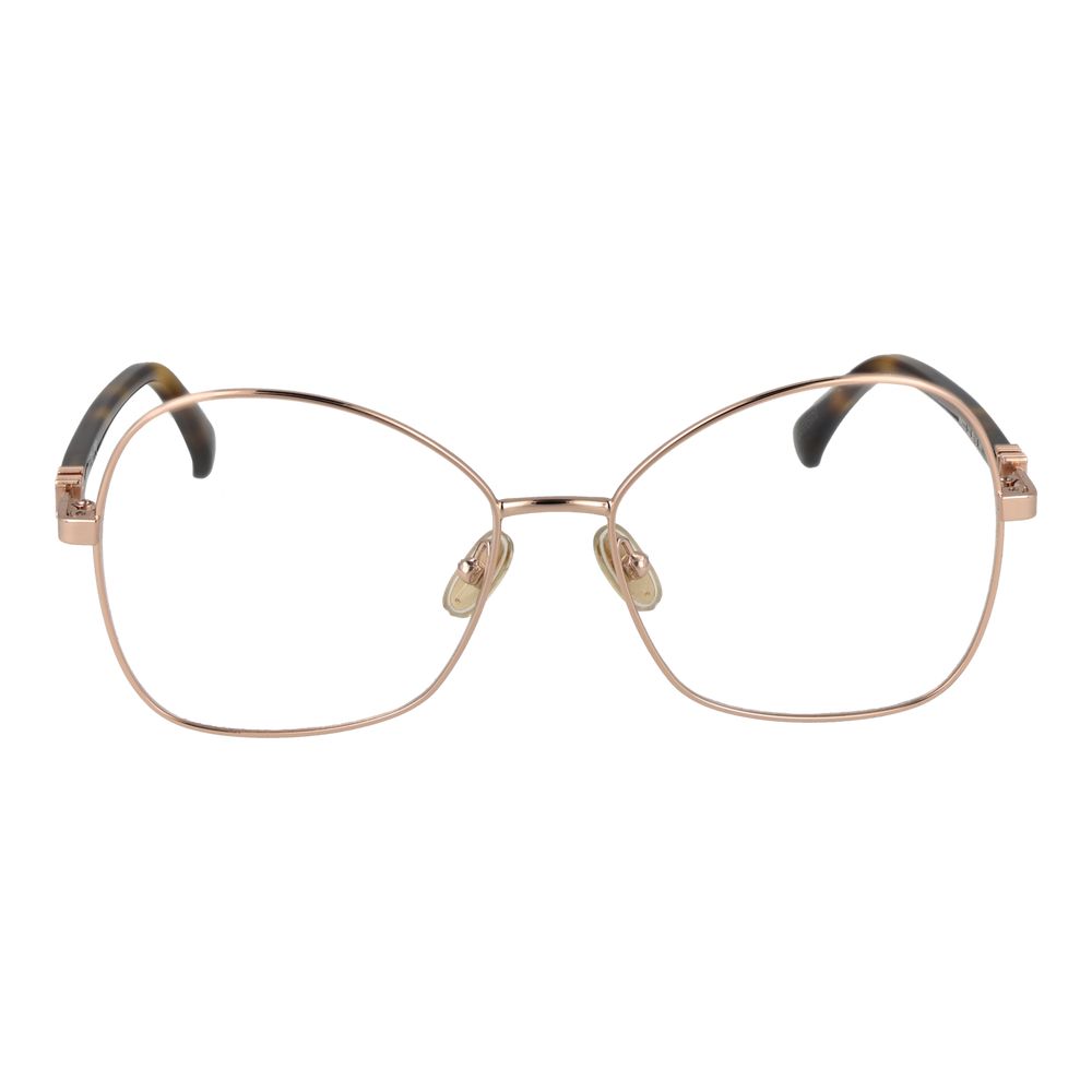 Max Mara Rose Gold Women Glasses Frame with metal full-rim butterfly design and demo lenses, 55mm width, perfect for stylish wear.
