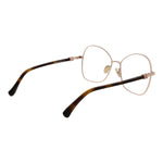 Max Mara Rose Gold Women Glasses Frame with full-rim metal design and demo plastic lenses shown in butterfly style.