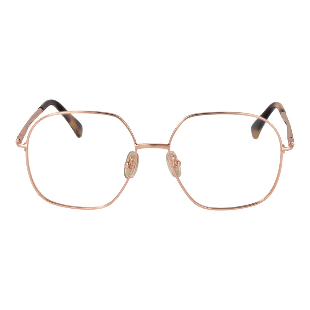 Max Mara Rose Gold Women Glasses Frame in metal full-rim style with demo lenses.