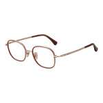Max Mara Rose Gold Women Glasses Frame with metal full-rim in rose gold, featuring demo plastic lenses and a branded case for shipment.