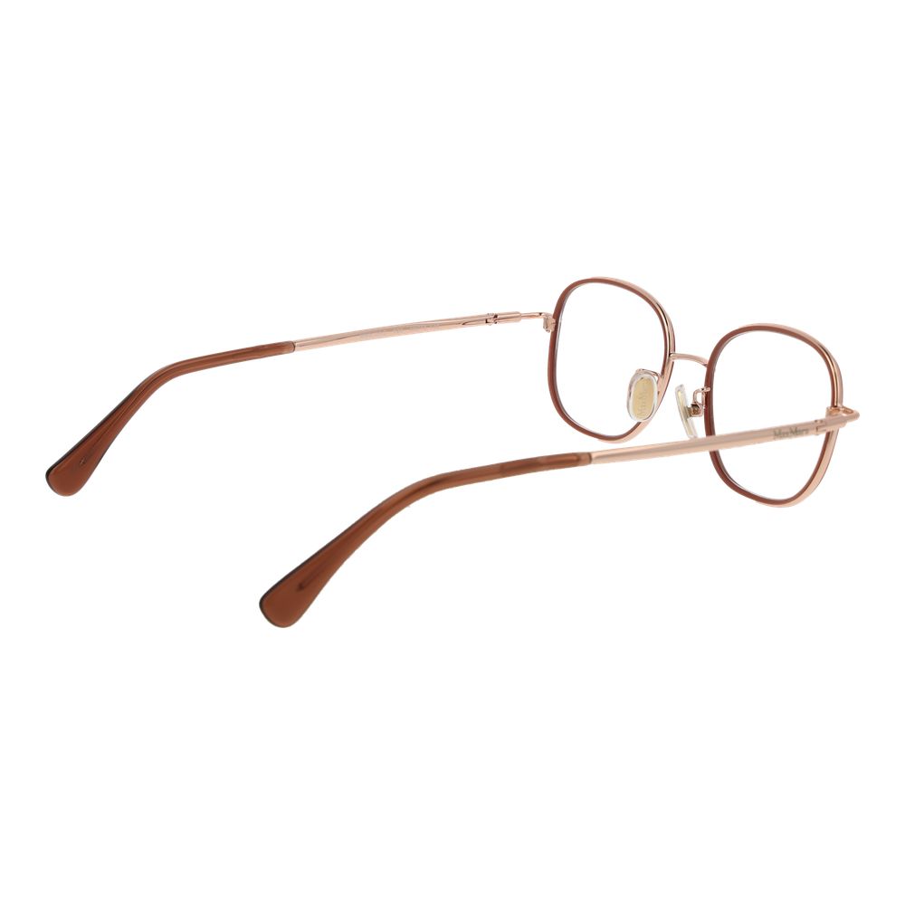 Max Mara Rose Gold Women Glasses Frame, round full-rim metal frame with demo lenses, 48mm width, 39mm height, 135mm frame width.