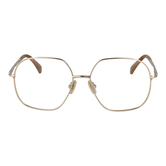 Max Mara Gold Women Glasses Frame with metal full-rim, 55-16-135 size, rectangle style, 100% UVA & UVB protection.