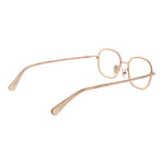 Max Mara Rose Gold Women Glasses Frame - full-rim style, metal frame, demo lenses, elegant rose gold color, round design.