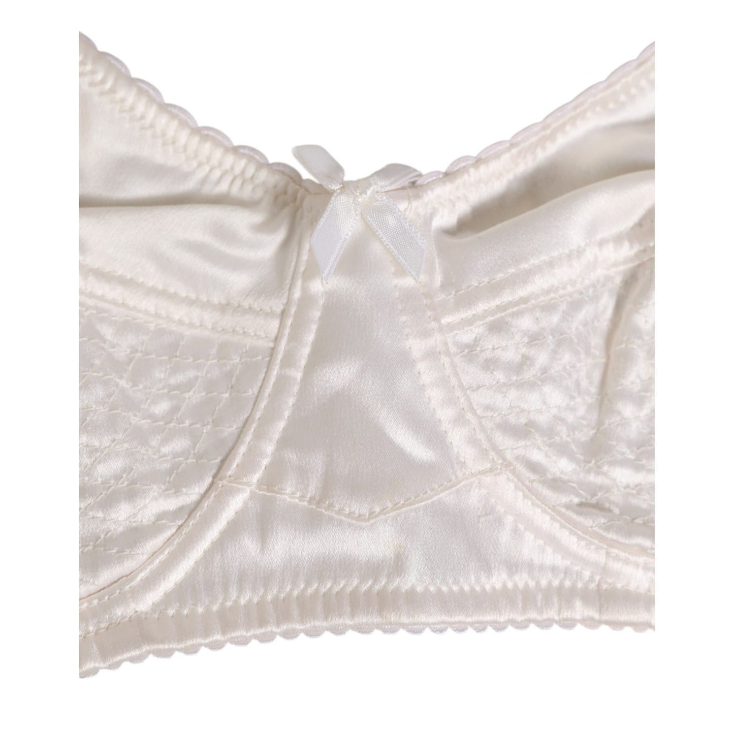 Dolce & Gabbana White Silk Satin Soft Cup Lingerie Bra Underwear, elegant design, crafted in Italy with delicate satin fabric.