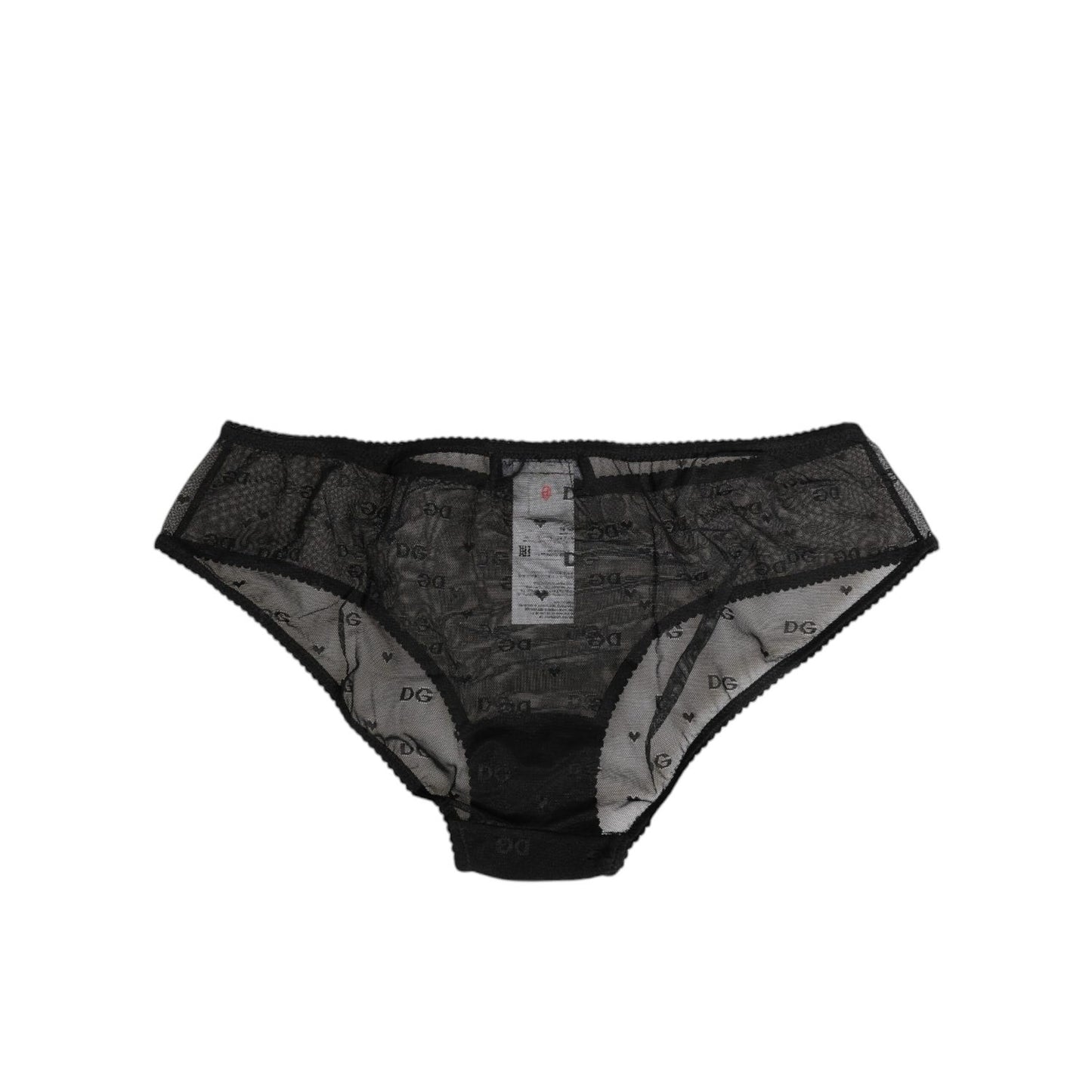 Dolce & Gabbana Black Sheer Mesh Lace Polka Dot Logo Underwear