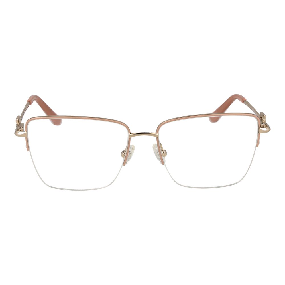 Guess Pink Women Glasses Frame, half-rim metal, rose color, square style, 55-16-140 size, includes branded case.