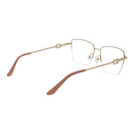 Guess Pink Women Glasses Frame, rose metal half-rim with square design, demo lenses, 55-16-140 size, includes branded case.