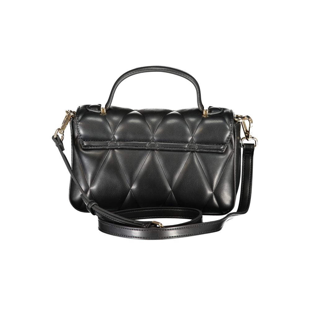 Alt Tag: Twinset Black Polyethylene Women Handbag with handle and detachable shoulder strap in quilted design, featuring Twinset logo.