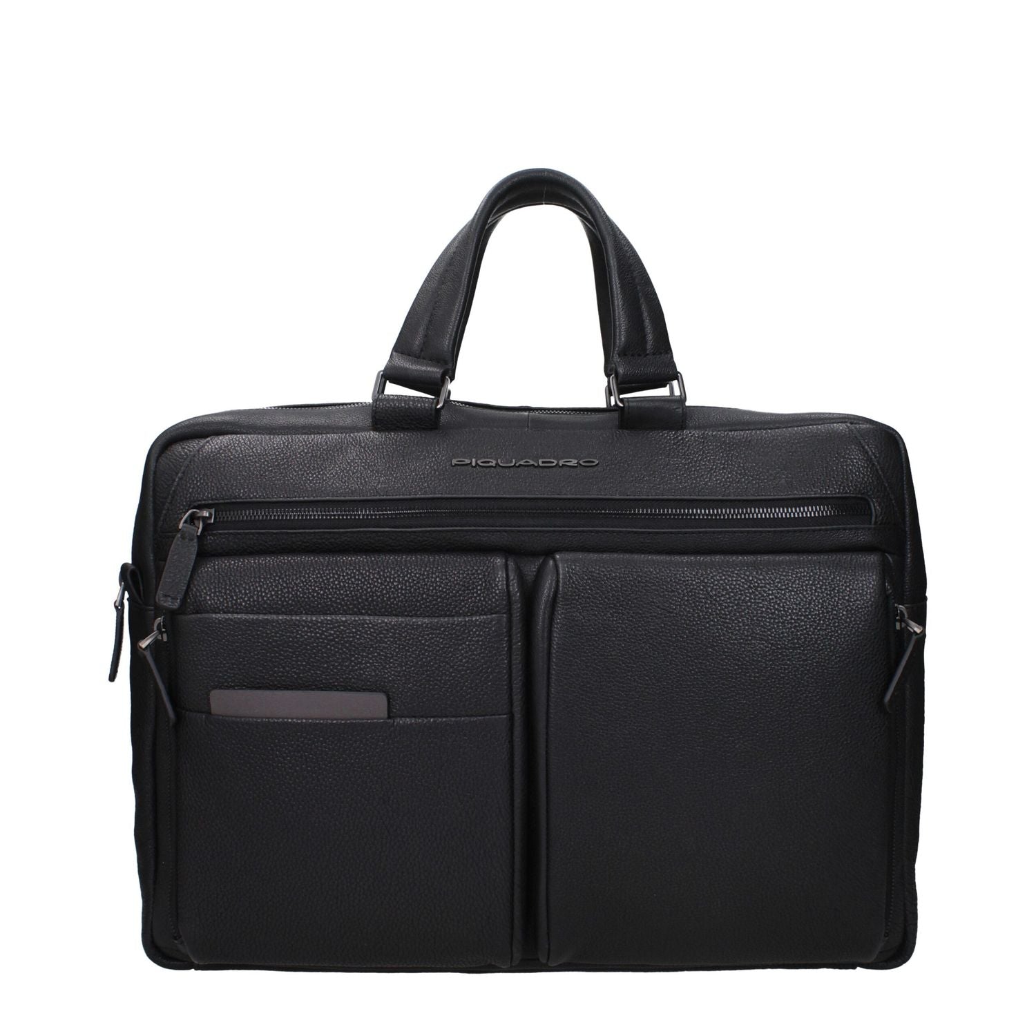 Piquadro Black Leather Business And Laptop Bag