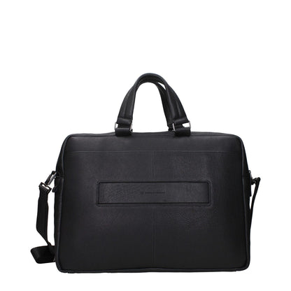 Piquadro Black Leather Business And Laptop Bag