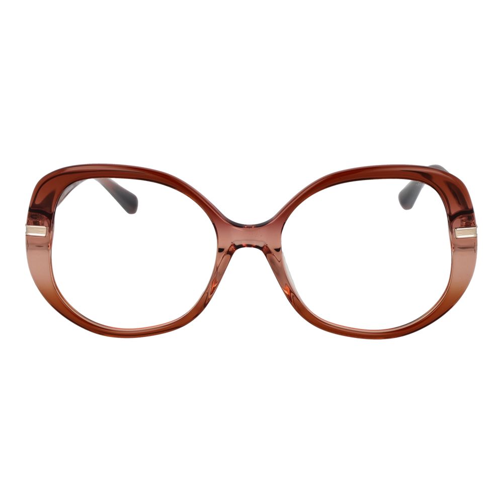 Scotch & Soda Brown Women Glasses Frame, full-rim acetate butterfly style with demo lenses, size 54-18-140, view of the front.