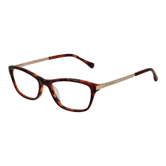Ted Baker Brown Women Glasses Frame in acetate full-rim design with demo lenses, size 51-16-140, spring hinge, rectangle style.