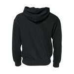 Back view of Dolce & Gabbana Black Logo FullZip Hooded Sweatshirt Sweater, displaying black cotton material and hood design.