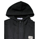 Dolce & Gabbana Black Logo FullZip Hooded Sweatshirt Sweater in premium black cotton with iconic logo and hooded design for casual elegance.