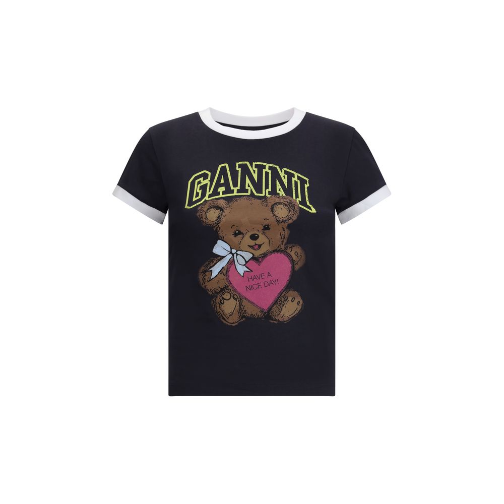 Ganni Black Cotton T-Shirt