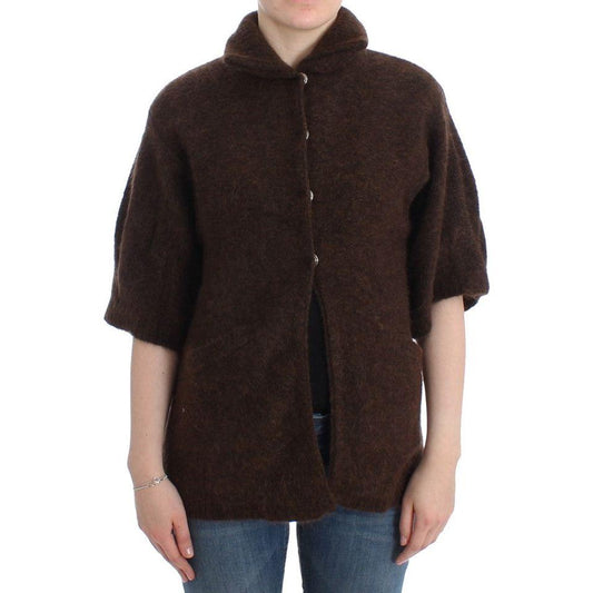 Cavalli Elegant Short Sleeved Brown Cardigan Cavalli Dark Slate Gray