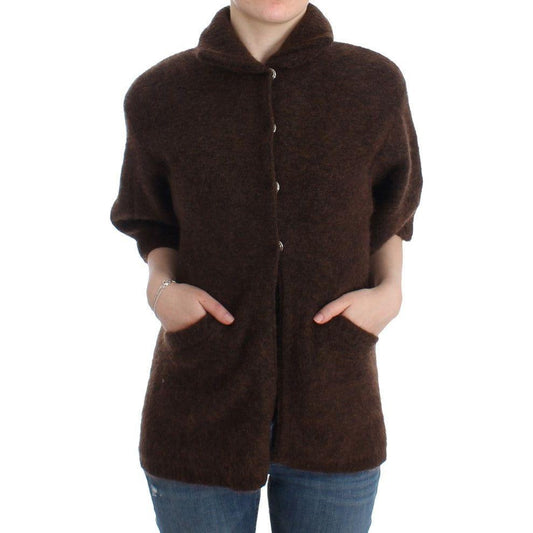 Cavalli Elegant Short Sleeved Brown Cardigan Cavalli Dark Slate Gray