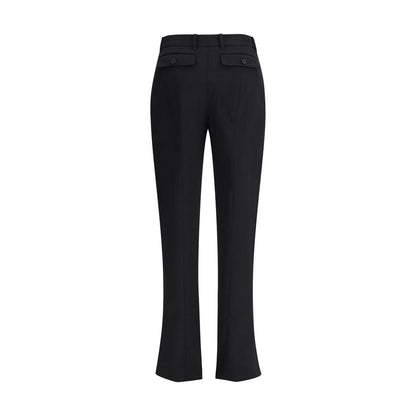Alexander McQueen Black Wool Dress Pants with tapered straight leg and flap back pockets.