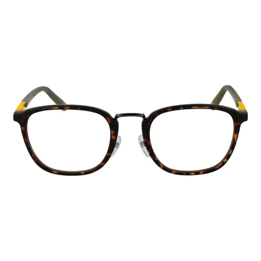 Fila Brown Unisex Glasses Frame, full-rim plastic design, panto style with demo lenses, size 51-21-140, ideal for both men and women.