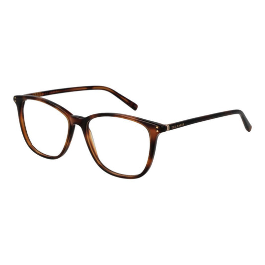 Ted Baker Brown Women Glasses Frame, square acetate full-rim with brown finish and demo lenses, includes branded case, size 52-15-140.