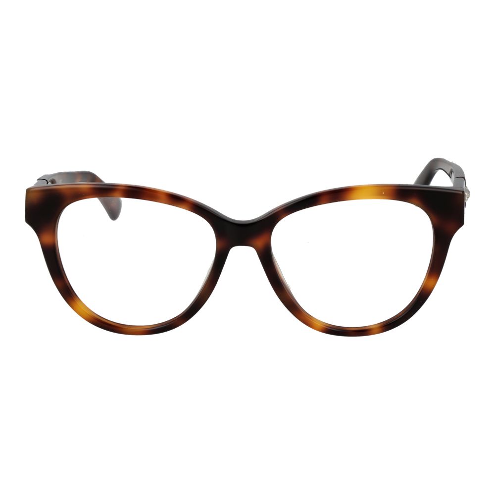 Longchamp Brown Acetate Glasses (Frames) with butterfly style and full-rim design for women.