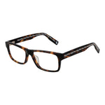 Fila Brown Men Glasses Frame with full-rim cellulose acetate and demo lenses, featuring rectangle style and branded temples.
