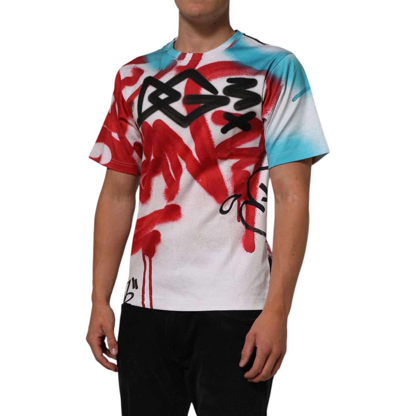 Dolce & Gabbana White Graffiti Crew Neck Short Sleeves T-shirt