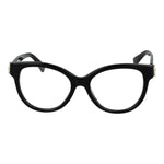 Longchamp Black Women Glasses Frame in acetate with full-rim butterfly style featuring demo lenses.