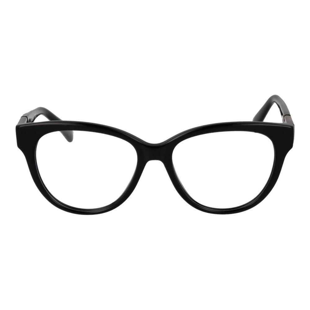 Longchamp Black Women Glasses Frame in acetate full-rim style with demo lenses, size 53-16-140, featuring a panto design.