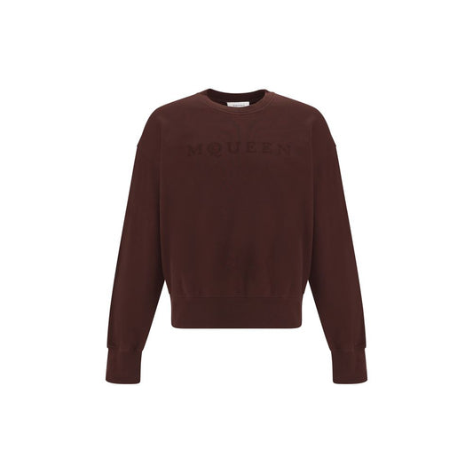 Alexander McQueen Brown Cotton Sweatshirt with tonal logo on chest, crewneck design, made of 100% cotton for a polished casual look.