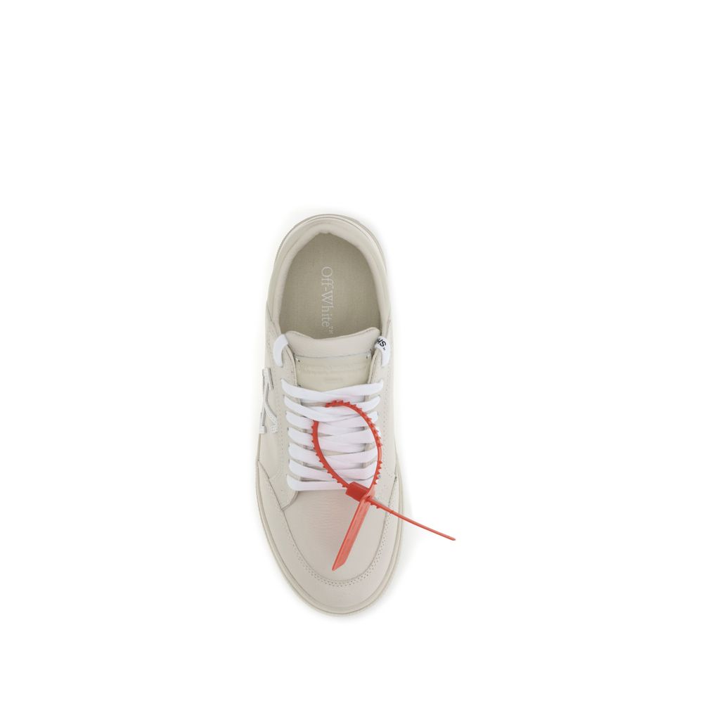 Off-White Beige Leather Low Top Sneakers