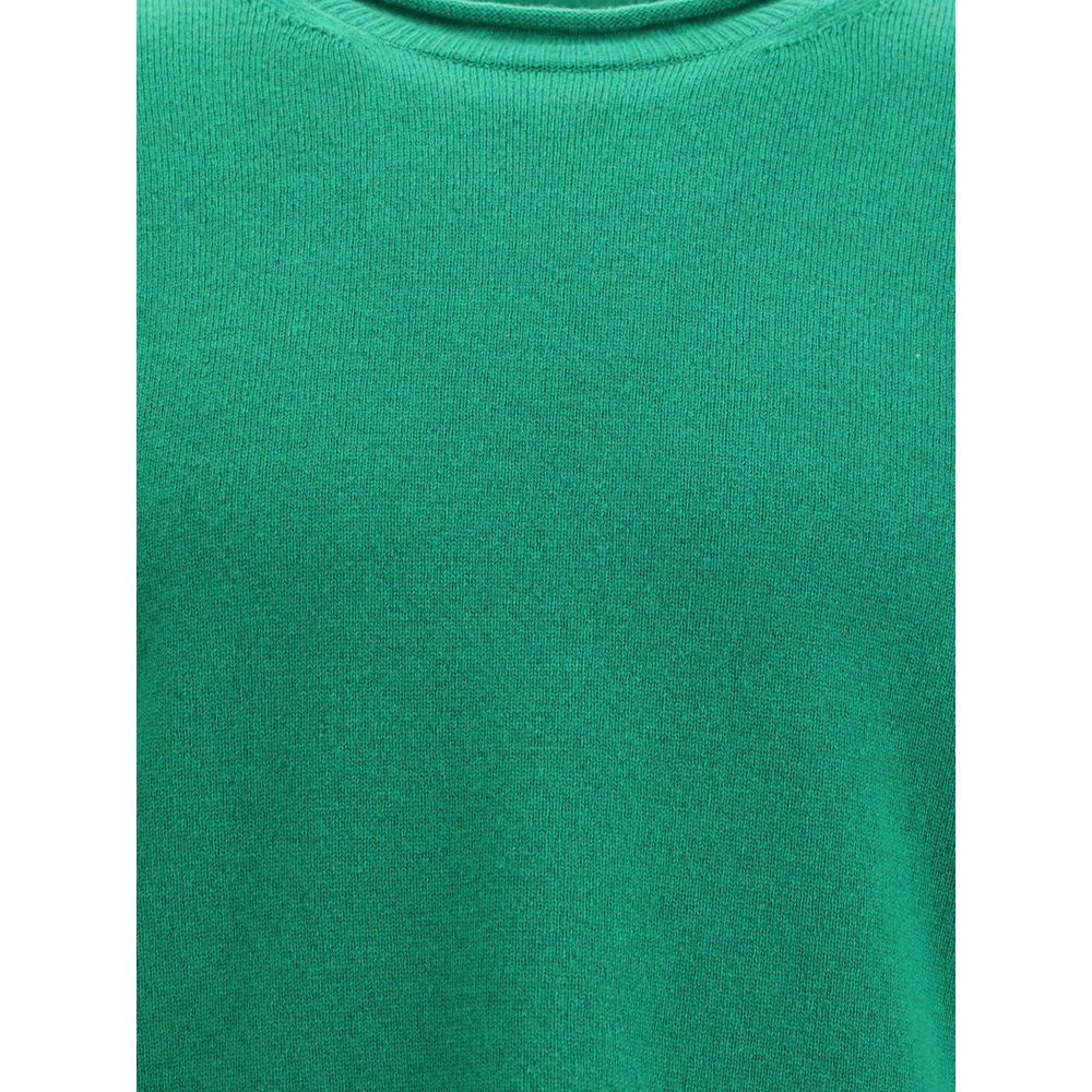 Comme Des Garçons Green Wool Sweatshirt, ribbed knit design with round neckline, long sleeves, made in Japan, AW25 collection