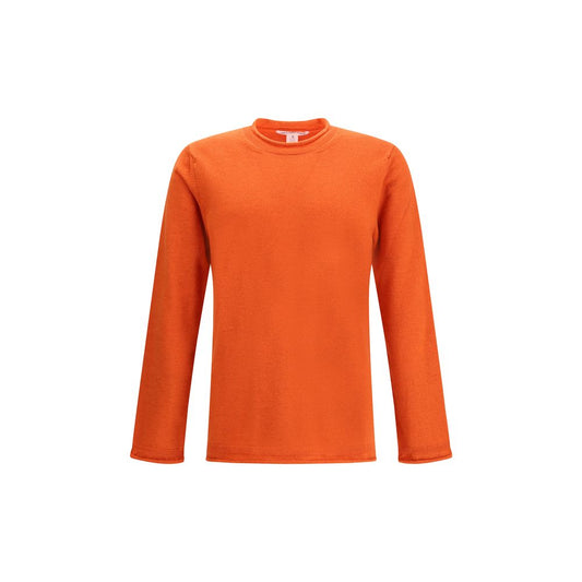Comme Des Garçons Orange Wool Sweatshirt with long sleeves and ribbed knit texture, ideal for everyday elegance in contemporary design.