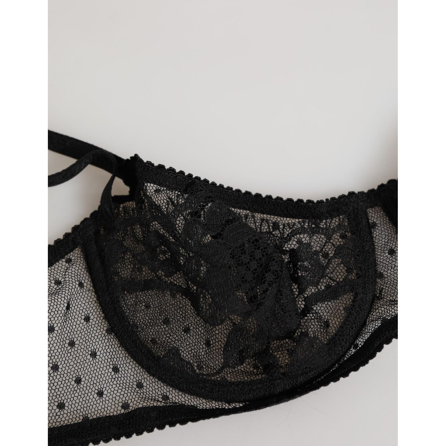 Dolce & Gabbana Black Floral Underwired Balconette Bra Underwear