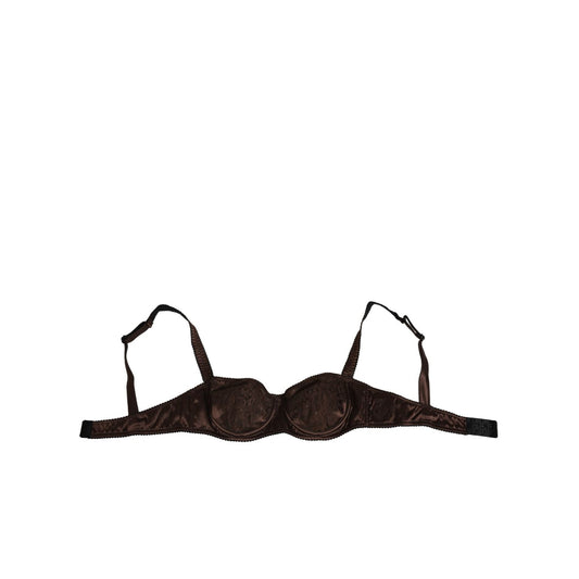 Dolce & Gabbana Brown Silk Underwired Balconette Bra Underwear