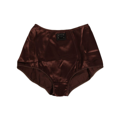Dolce & Gabbana Brown Silk Stretch High Waist Girdle Underwear