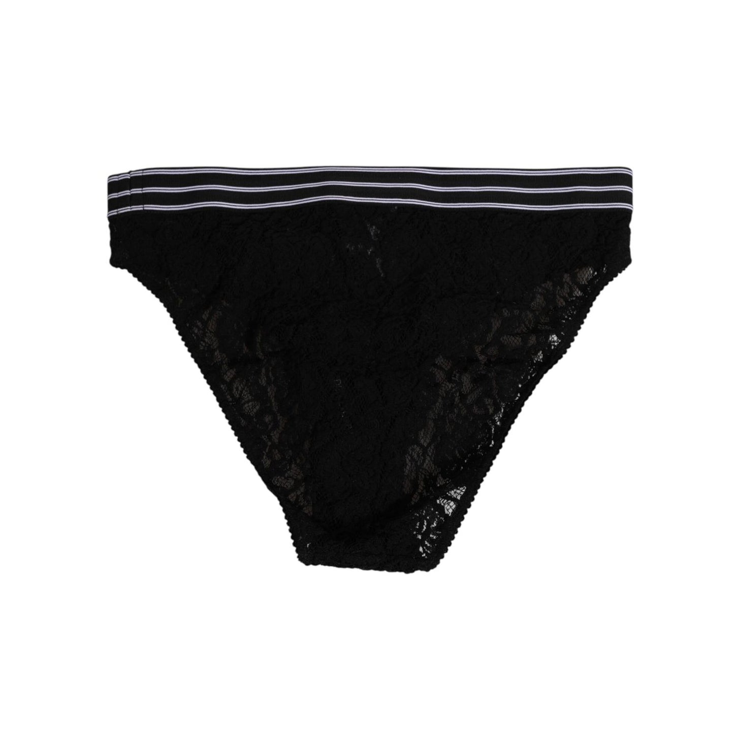 Dolce & Gabbana Black Lace Slip Brief Logo Waistband Underwear
