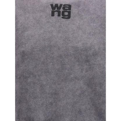 Close-up of Alexander Wang Gray Cotton Sweatshirt highlighting embossed logo and texture.