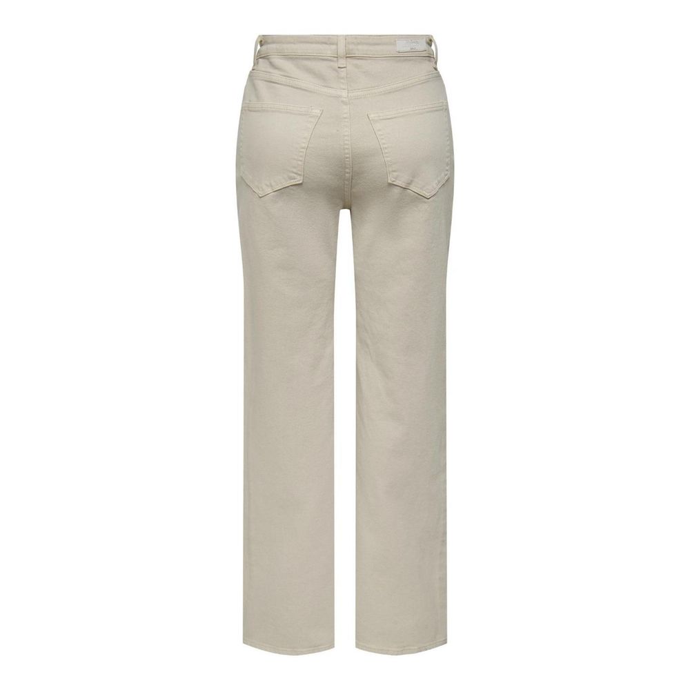 Only Beige Cotton Relaxed Fit Jeans