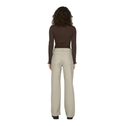 Only Beige Cotton Relaxed Fit Jeans