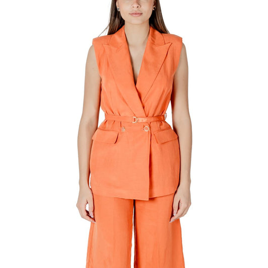 Liu Jo Orange Lyocell Waistcoat 1728,71956299936,Clothing,IT40 | XS,Liu Jo,New with tags,Orange,Suits & Blazers - Clothing,Waistcoats - Suits & Blazers - Clothing,Women