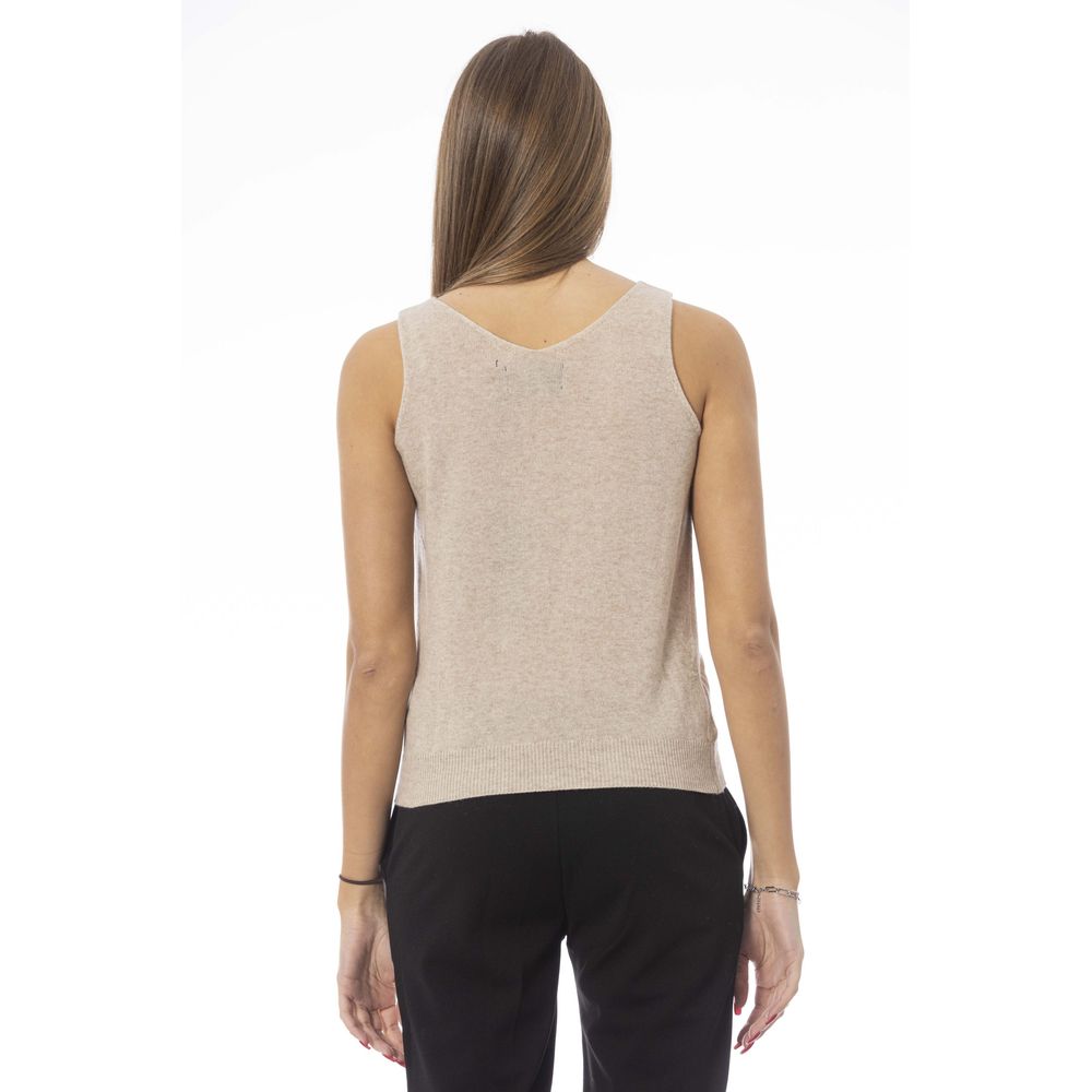 Baldinini Trend Beige Wool Tank Top