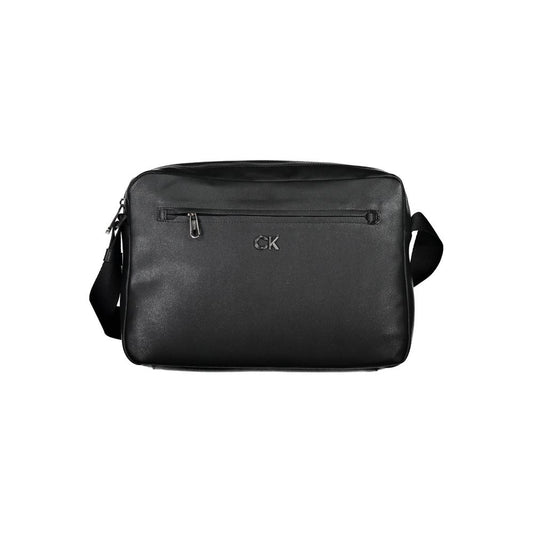 Calvin Klein Nero Polyester Men's Briefcase, waterproof design with laptop compartment and buckle for urban sophistication