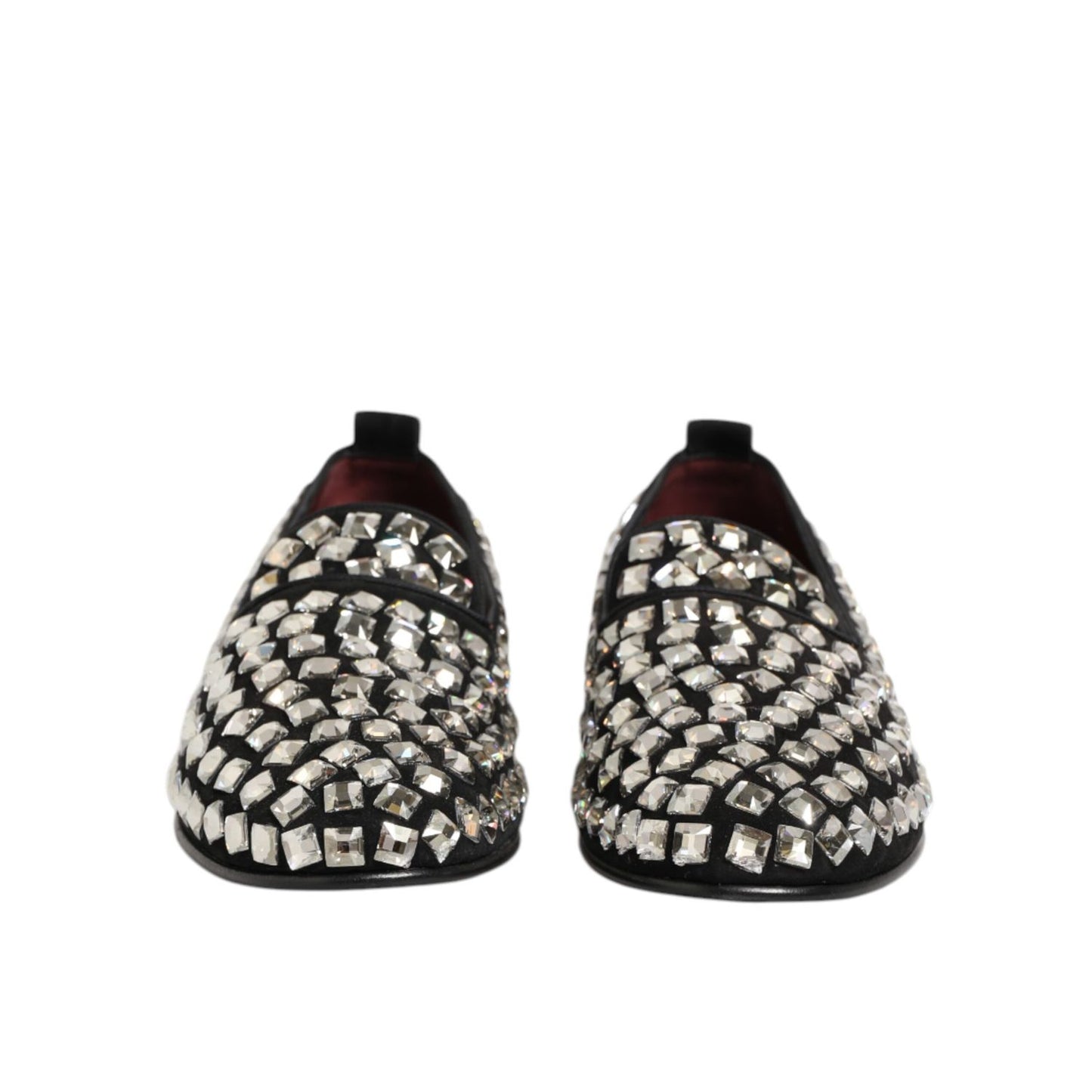 Dolce & Gabbana Black Suede Crystals Loafers Men Dress Shoes