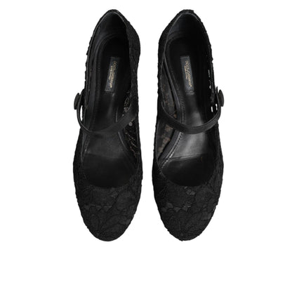 Dolce & Gabbana Black Vally Taormina Floral Lace Pumps Shoes