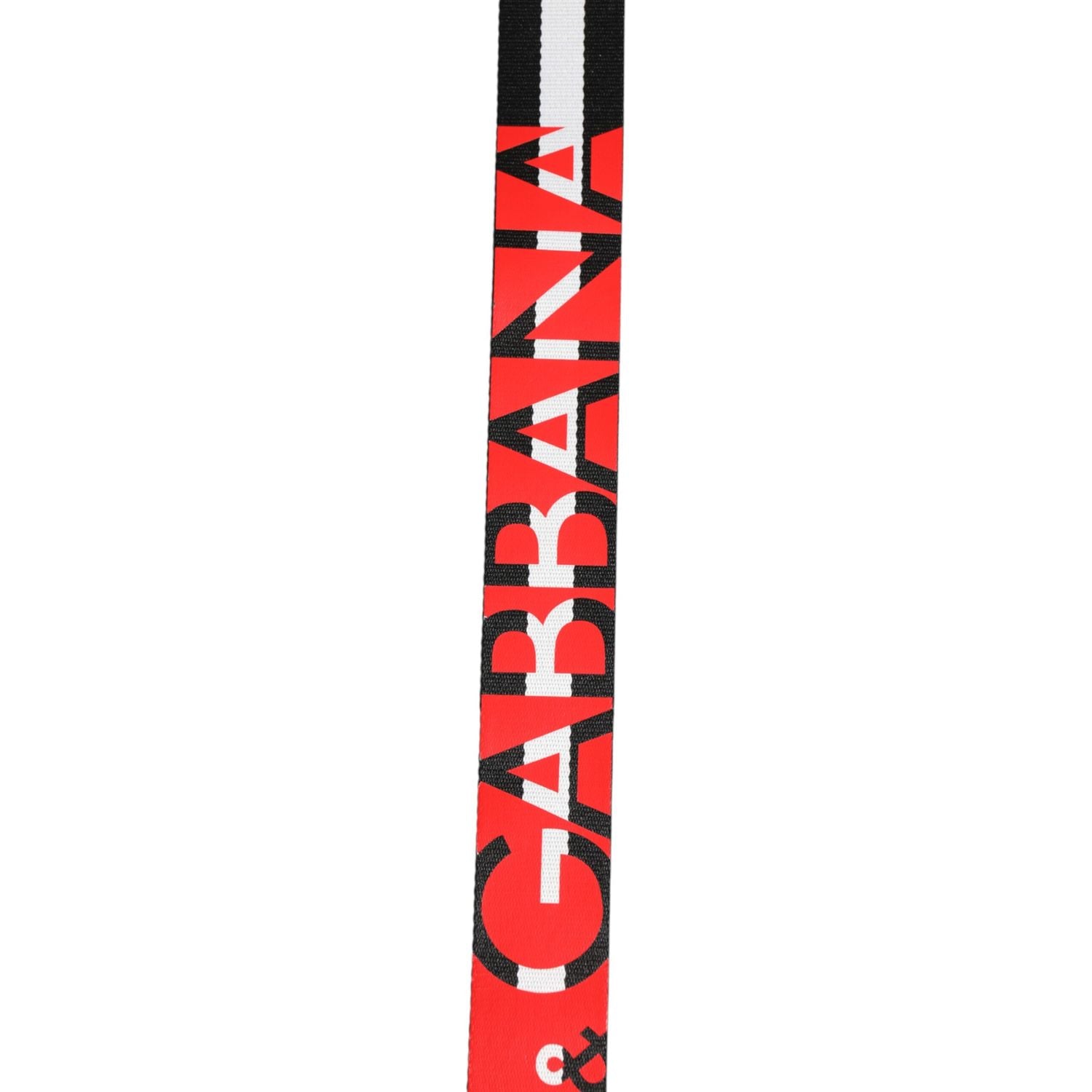 Dolce & Gabbana Black White Striped Logo Metal Buckle Belt