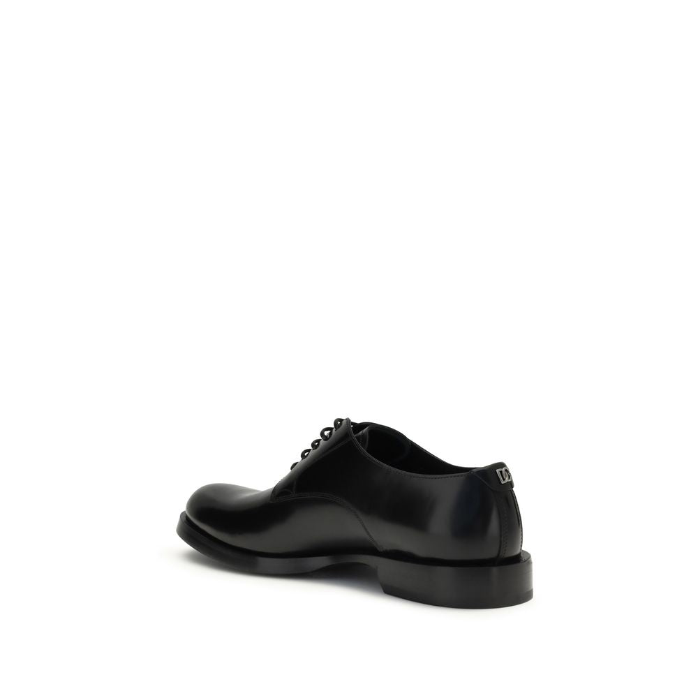 Dolce & Gabbana Black Calf Leather Bos Taurus Oxfords And Derbies