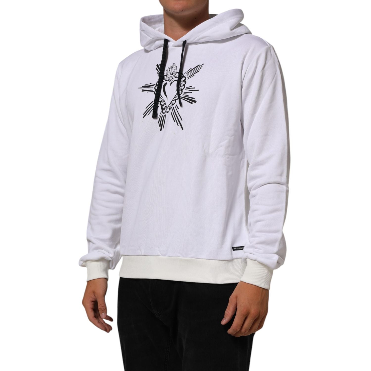 Dolce & Gabbana White Sacred Heart Hooded Sweatshirt Sweater